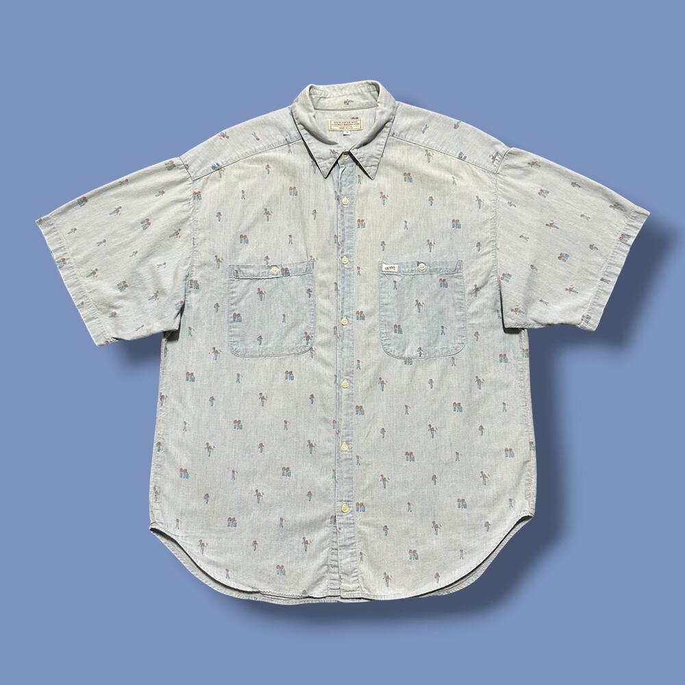 Vintage Guess Shirt Golf Print Button Up Georges Marciano Light Blue Mens L/XL